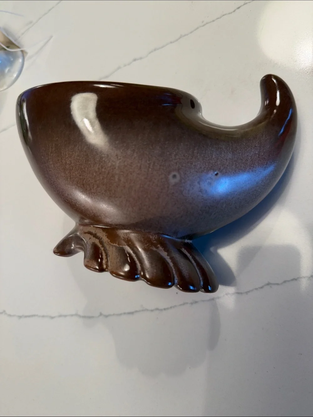 Frankoma cornucopia vintage milk chocolate brown vase